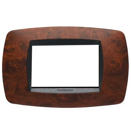 Placca Master 39TC433 Modo in tecnopolimero Radica di noce 3 posti