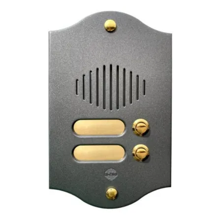 Pulsantiera antracite esterna per citofono universale 5 fili bifamiliare 2 pulsanti