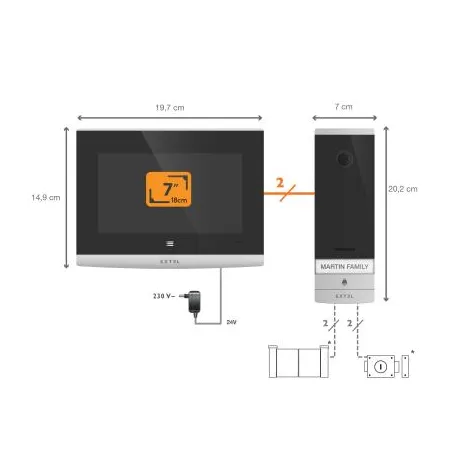 Videocitofono Connesso Wifi con funzione QR code ideale b&b 7 pollici 2 fili Extel 720324