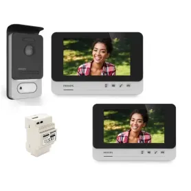kit videocitofono bifamiliare 7 pollici 2 fili PHILIPS...