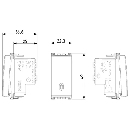 Invertitore 1P 16AX grigio Vimar Arkè 19013