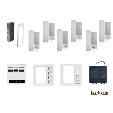 Kit citofono da incasso sei famiglie 2 fili professionale 6 tasti