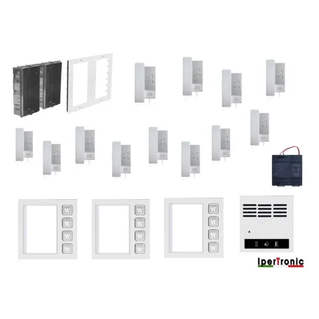 Kit citofono da incasso dodici famiglie 2 fili professionale 12 tasti