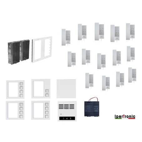 Kit citofono da incasso 14 famiglie 2 fili professionale 14 tasti