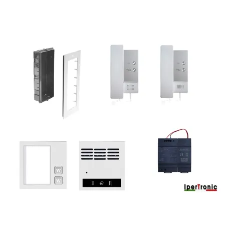 Kit citofono da incasso Bifamiliare 2 fili professionale 2 tasti