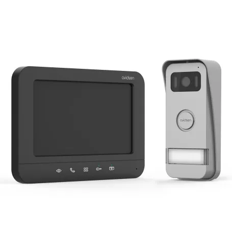 KIT VIDEOCITOFONO MONOFAMILIARE ELEGANTE NERO 2 FILI COLORI AVIDSEN 112300