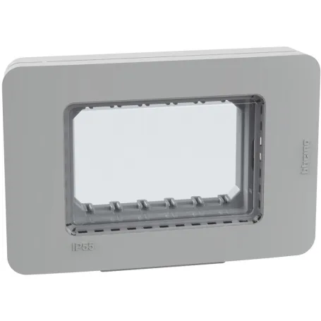 Placca IP55 3 moduli grigio - supporto stagno MatixGo Bticino 28603G