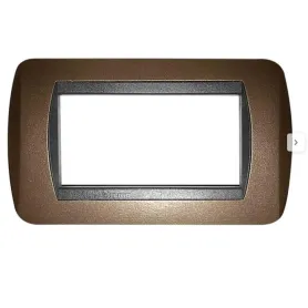 Placca 4 posti marrone opaco Compatibile con Bticino...