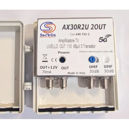 Amplificatore antenna 5G tv doppia uscita Universale regolabile da palo digitale terrestre TV UHF 30dB UHF 30db