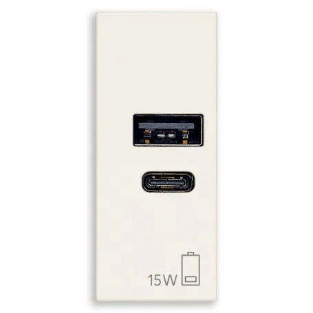 Alimentatore USB A+C 25W 5V bianco serie Linea Vimar 30292.AC15B