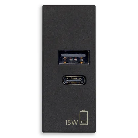 Alimentatore USB A+C 5V 2,4A  nero serie Linea Vimar 30292.AC15G