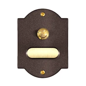 PULSANTE CAMPANELLO MARRONE MOGANO E TARGA PORTA NOME...