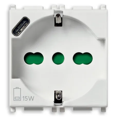 Presa Schuko Vimar plana con USB bianco 14210.USB