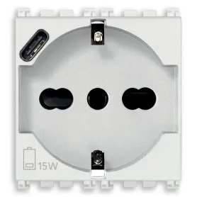 Presa Schuko con USB Vimar Arkè bianco 19210.USB.B