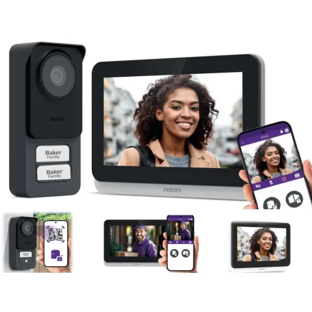 Kit Videocitofono Bifamiliare connesso 3K WI FI Philips chiamata cellulare Monitor 531046
