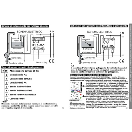 Kit controllo automatico presenza acqua corrente con 3 sonde livello