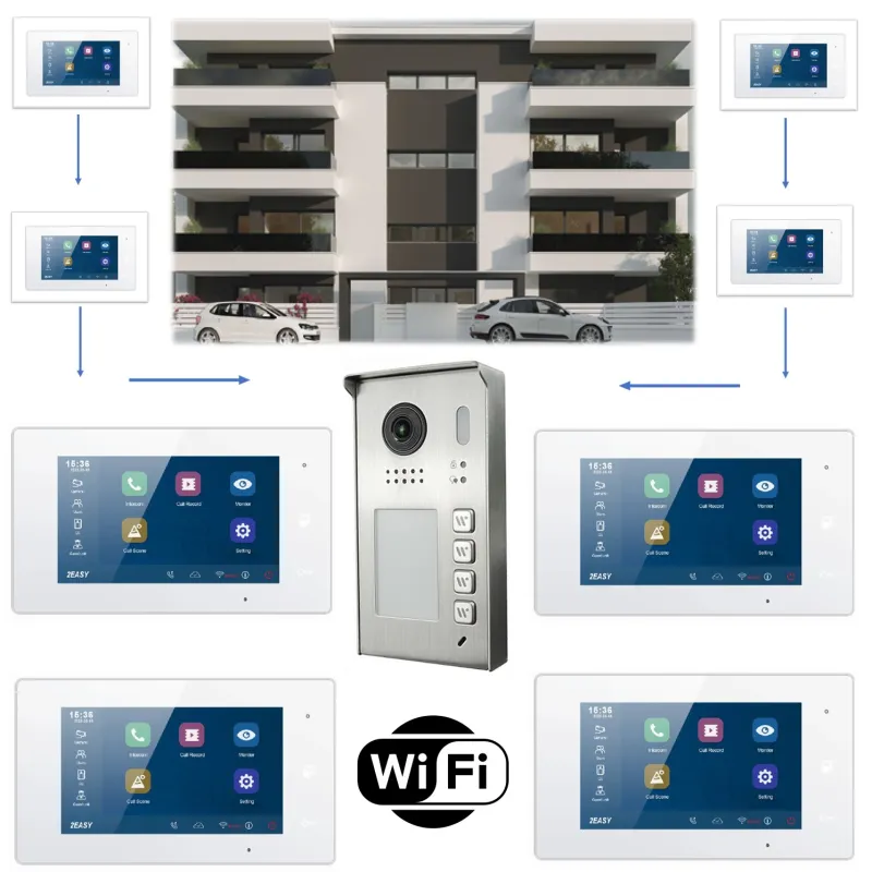 Kit videocitofono wifi 4 famiglie
