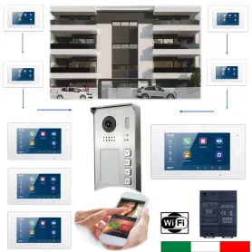 Kit videocitofono wifi 4 famiglie