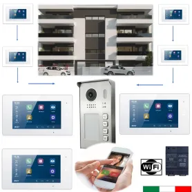 Kit videocitofono wifi 3 famiglie