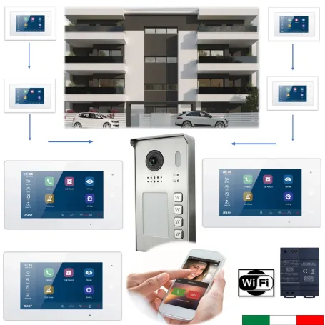 Kit videocitofono wifi 3 famiglie Kit videocitofono wifi 3 famiglie