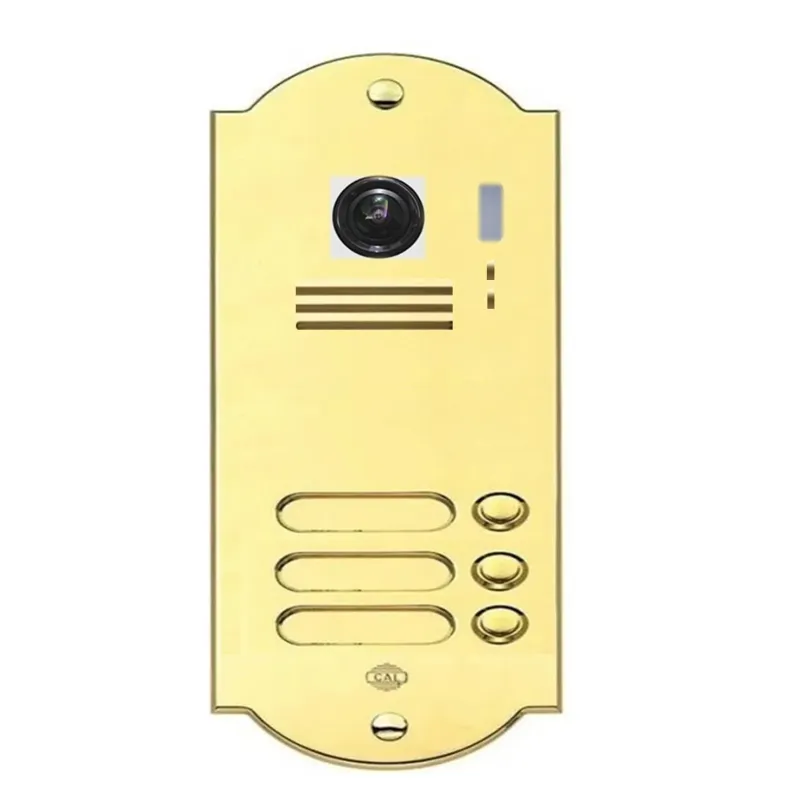 Kit Videocitofono Trifamiliare WiFi con Pulsantiera in Oro Lucido
