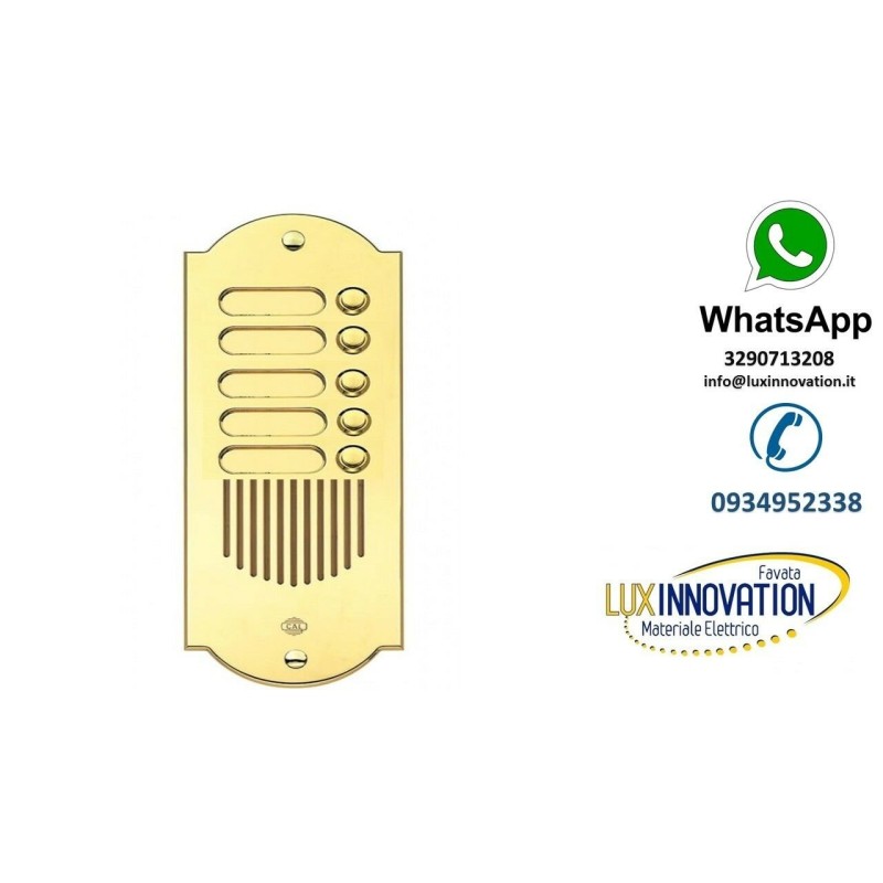 Pulsantiera 5 pulsanti in ottone  LUCIDO  oro CITOFONICA UNIVERSALE
