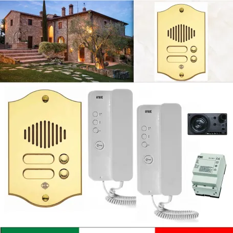 Kit citofonico Bifamiliare urmet con pulsantiera oro la panoramica antica Kit citofonico Bifamiliare urmet con pulsantiera oro la panoramica antica