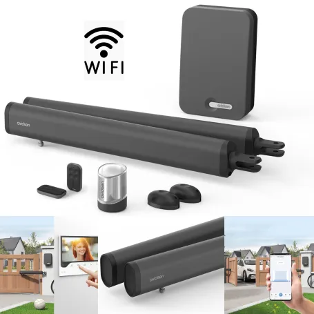 Kit Motorizzazione Cancello a Battente WiFi Avidsen 24V App e Assistenti Vocali