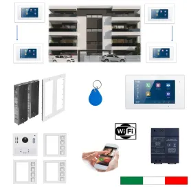 Kit videocitofono wifi da incasso dodici famiglie 2 fili...