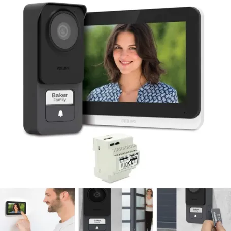 kit Videocitofonico monofamiliare Philips 2 fili alimentatore din e badge RFID
