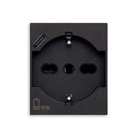 Presa 2P+T 16A universale + USB C NERO 30210.USBG