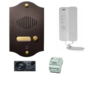 Kit citofono monofamiliare urmet con pulsantiera marrone...
