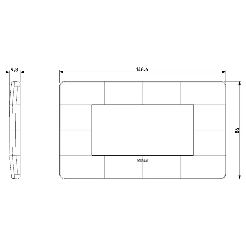 Placca Vimar Plana Up 4M nero matt 14654U.19