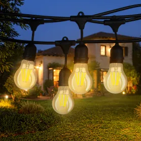 Catena luminosa nera decorativa vintage 15mt 15 portalampade E27