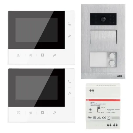 Kit Videocitofono bifamiliare ABB WLK316B vivavoce 2 fili pulsantiera a parete