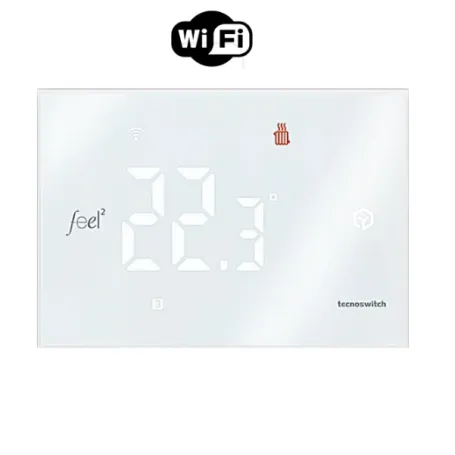 Termostato Touch digitale da Parete Wi-Fi bianco elegante caldo/freddo Tecnoswitc TE045WB