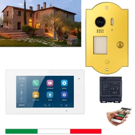 Kit Videocitofono pulsantiera oro lucido monofamiliare