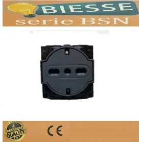 Presa Schuko a scomparsa nera compatibile con Bticino...