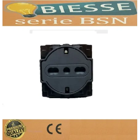 Presa Schuko a scomparsa nera compatibile con Bticino Living Now BIESSE
