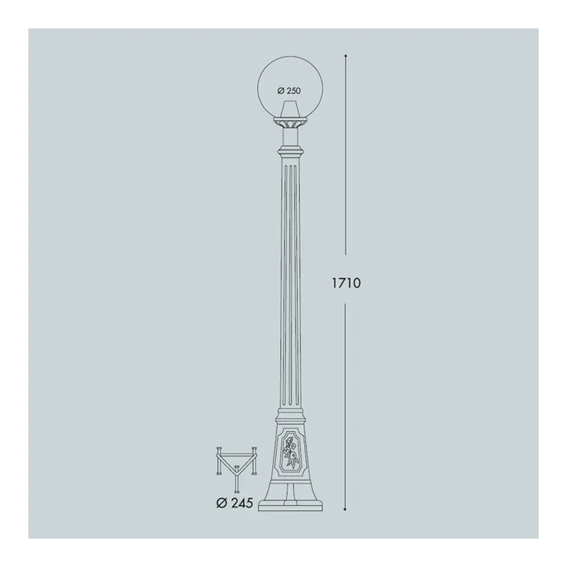 PALO SFERA GIARDINO GLOBO BIANCO RESINA CONTRO...