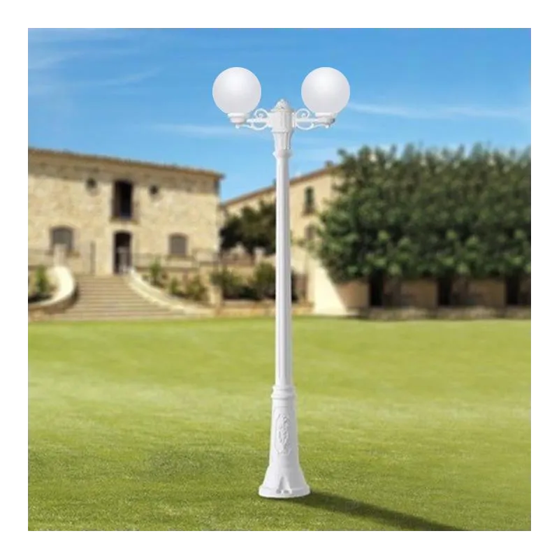 PALO SFERA GIARDINO BIANCO GLOBO DOPPIO RESINA...