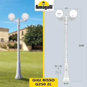 PALO SFERA GIARDINO BIANCO GLOBO DOPPIO RESINA CONTRO SALSEDINE NO RUGGINE E27 2.20MET FUMAGALLI