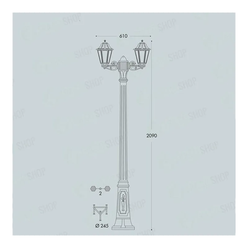 PALO DA GIARDINO DOPPIO LANTERNA RESINA CONTRO...