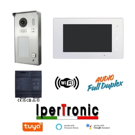 KIT VIDEO MONOFAMILIARE BUS TDH AUDIO FULL DUPLEX WIFI MONITOR TUYA IPERTRONIC