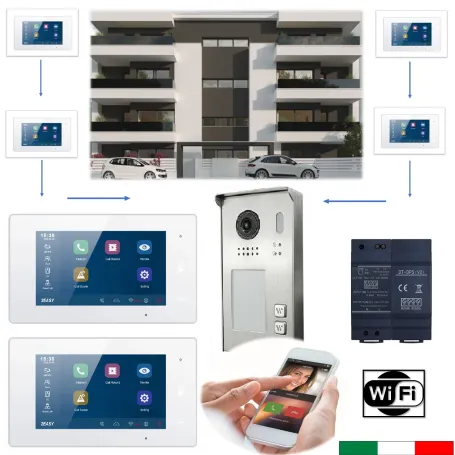 Kit Videocitofono bifamiliare wifi FULL DUPLEX WIFI Ipertronic