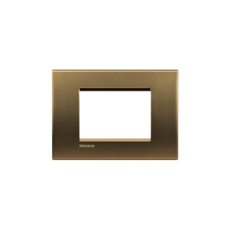 Placca In Alluminio Bronzo Legrand Molveno GL2000 - 3 Posti Per Interruttori