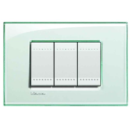 Placca 3 posti Acquamarina Bticino Living LNA4803KA Placca 3 posti Acquamarina Bticino Living LNA4803KA