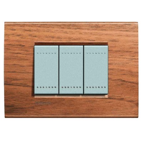 Placca 3 posti ciliegio americano  Bticino LNA4803LCA  Living-light- tech 