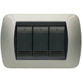 Placca 3 posti Titanio Chiaro Bticino Living L4803TC