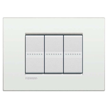 Placca 3 posti bianco puro Bticino Living Air LNC4803BN
